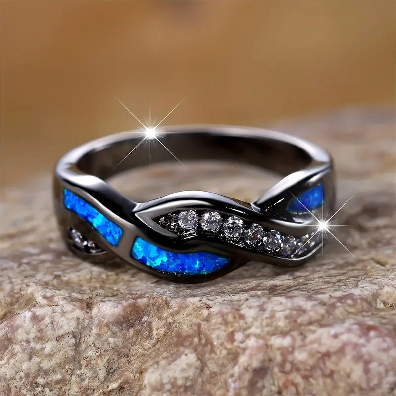 Silber Gedreht Inlay Ring
