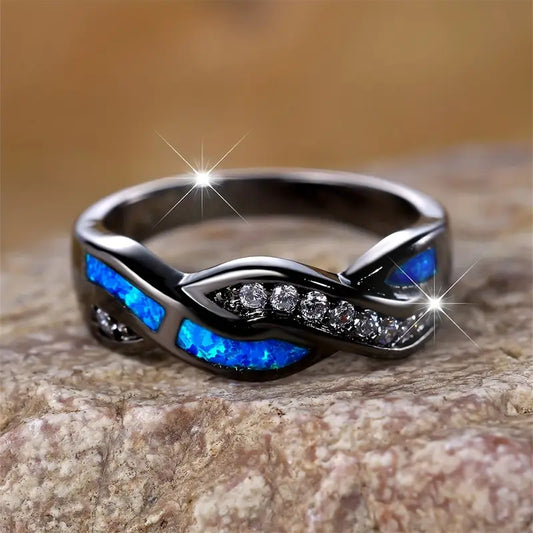 Silber Gedreht Inlay Ring