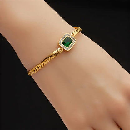 Gold Smaragd Kettenarmband