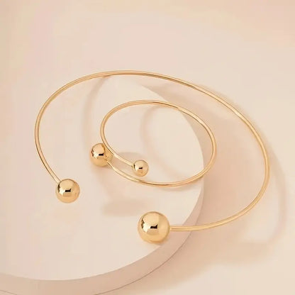 Minimalistisch Glow Collar & Cuff Armband-Set | Gold
