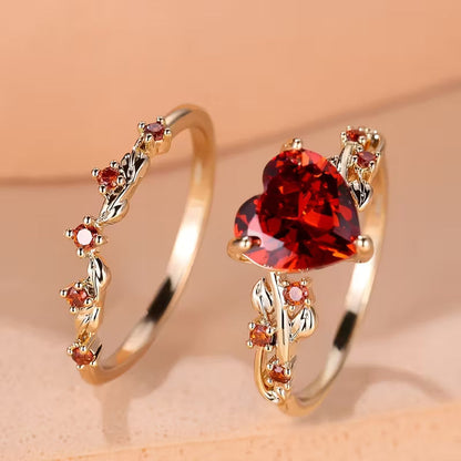 Redvine Herz Akzent Ring-Set | Gold