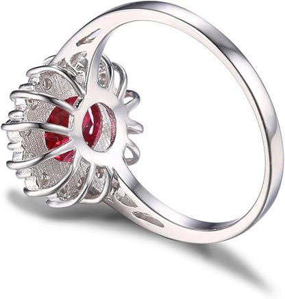 Klassisch Rubin Halo Ring | Weißgold