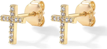 Pavé Kreuz Ohrstecker | Gold