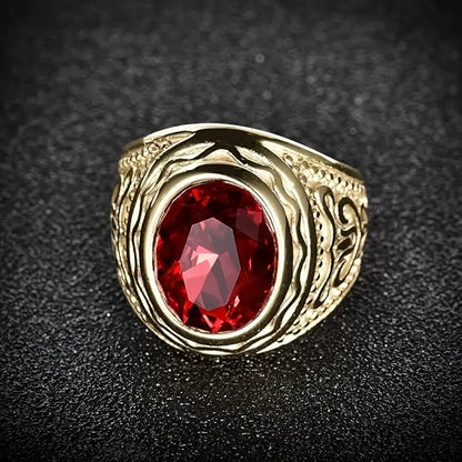 Gold Rubin Graviert Ring