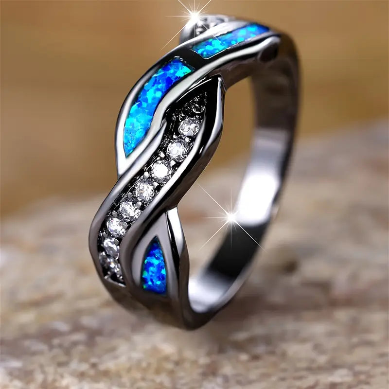 Silber Gedreht Inlay Ring