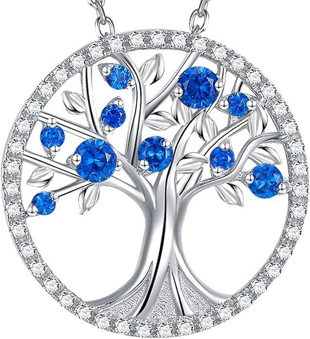 Tree of Life Saphir Halskette | Weißgold