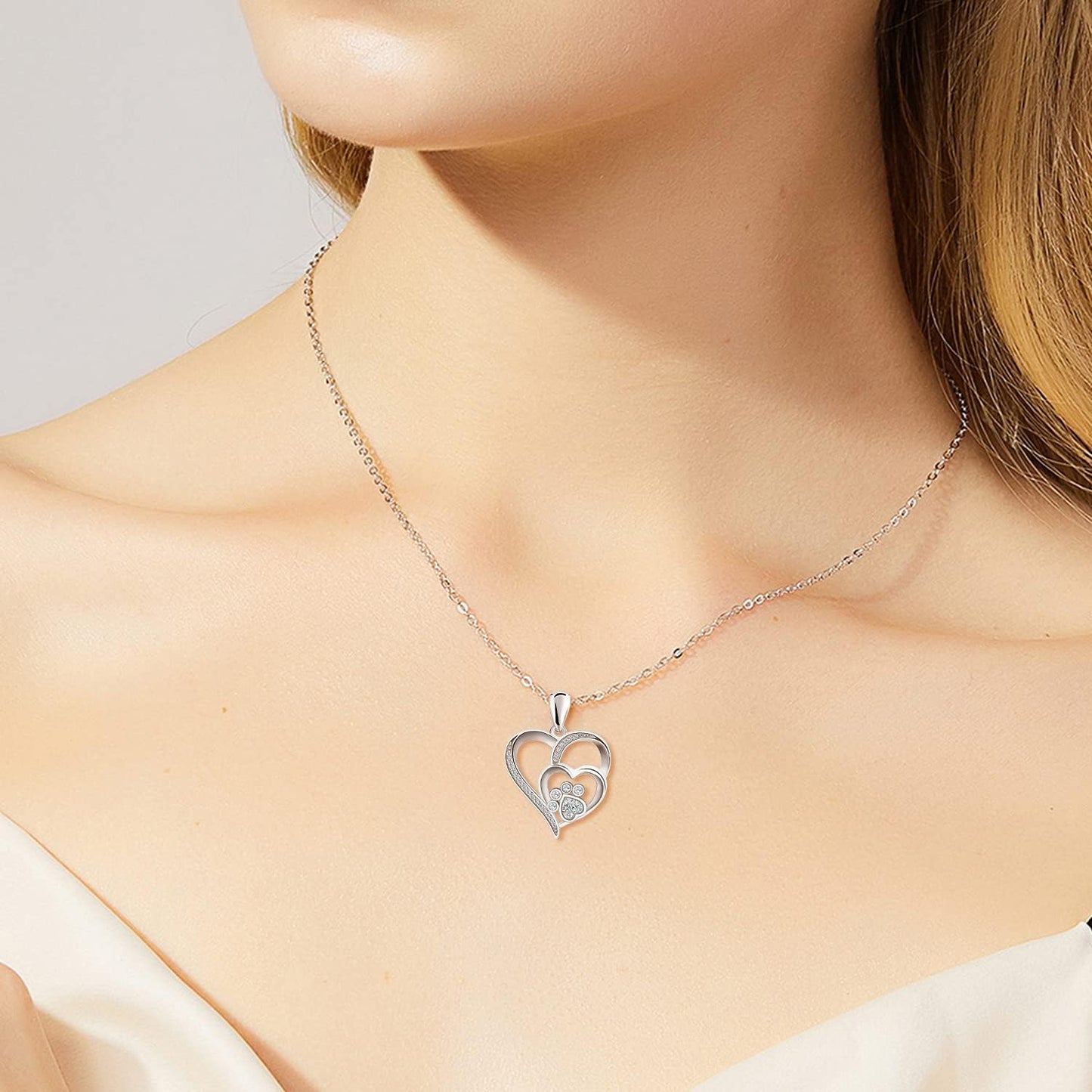 Inolt™ | Pfoten & Herz Halskette in Silber