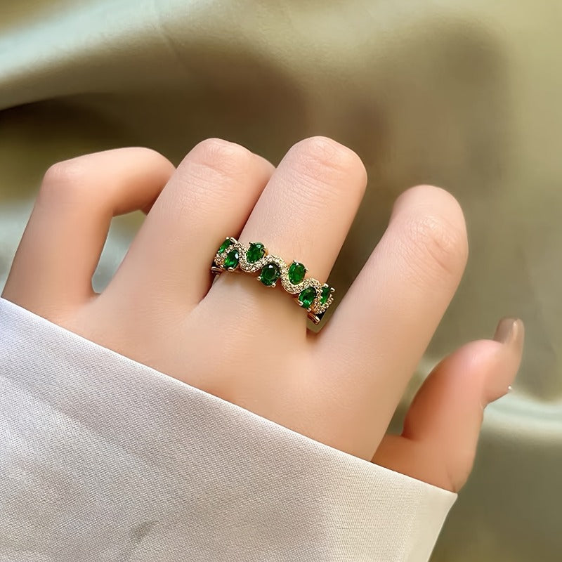 Calira Funkelnd Smaragd Offen Ring | Gold