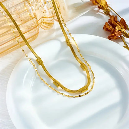 Sister Edelstein Double-Layer Retro Halskette | Gold