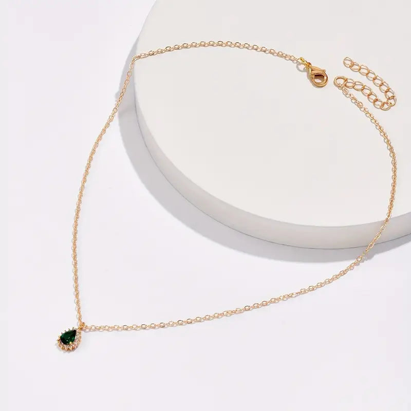 Gold Smaragd Tropfen Halskette