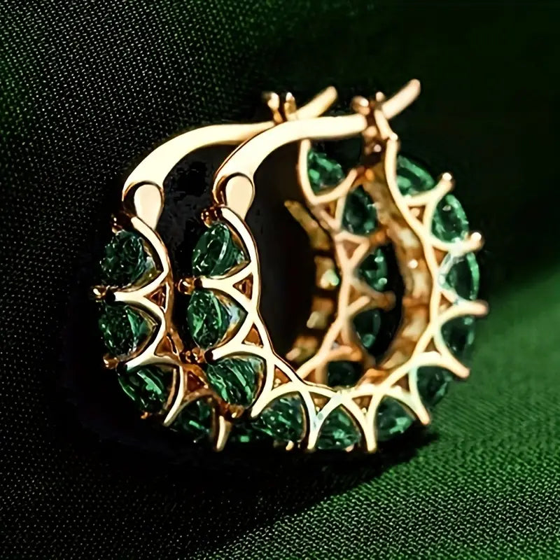 Gold Smaragd Gitter Creolen