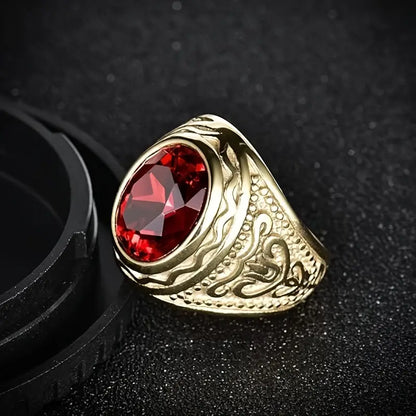 Gold Rubin Graviert Ring