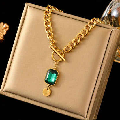 Gold Smaragd Kettenhalskette