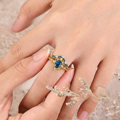 Azelia Saphir Kronen Ring-Set | Gold