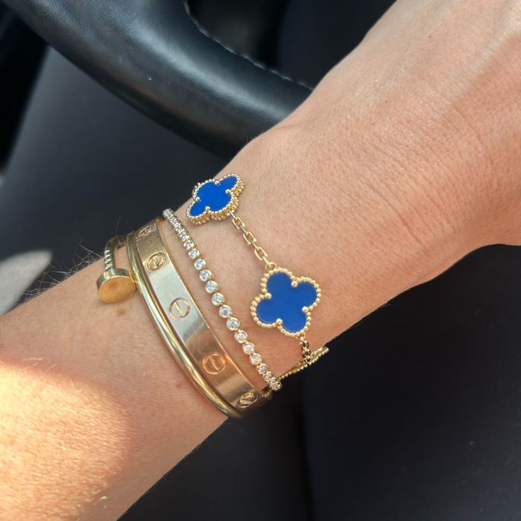 Kleeblatt Armband Blau