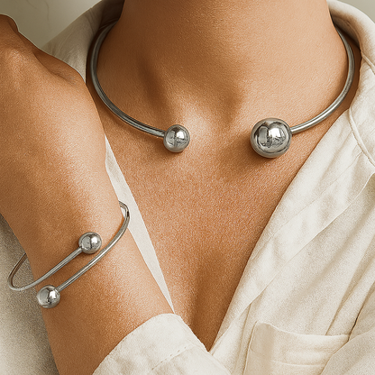 Minimalistisch Glow Collar & Cuff Armband-Set | Gold
