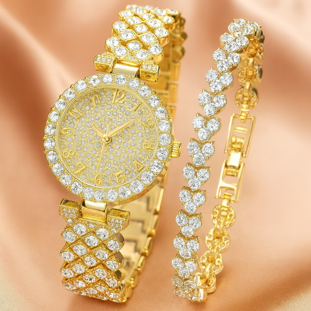 Luxus Radiance Gold Uhr- und Armband-Set | Gold