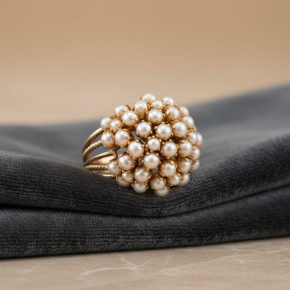 Elegant Inlaid Perlen Goldring