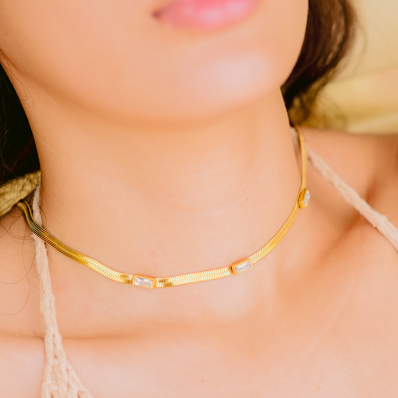 Eve Herringbone Gold-Halskette