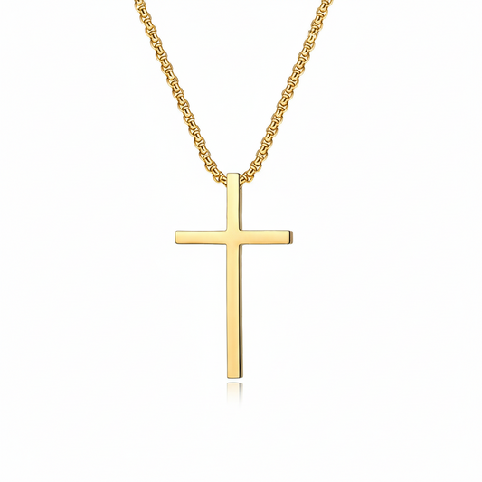 Zargenfassung Kreuz Halskette | Gold