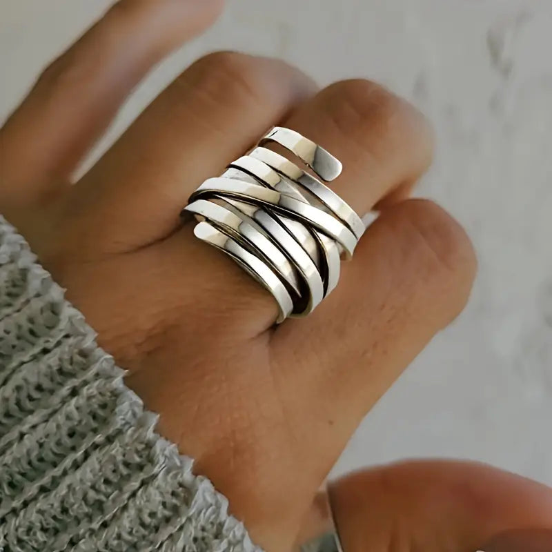 Silber Mehrband Wickel Ring