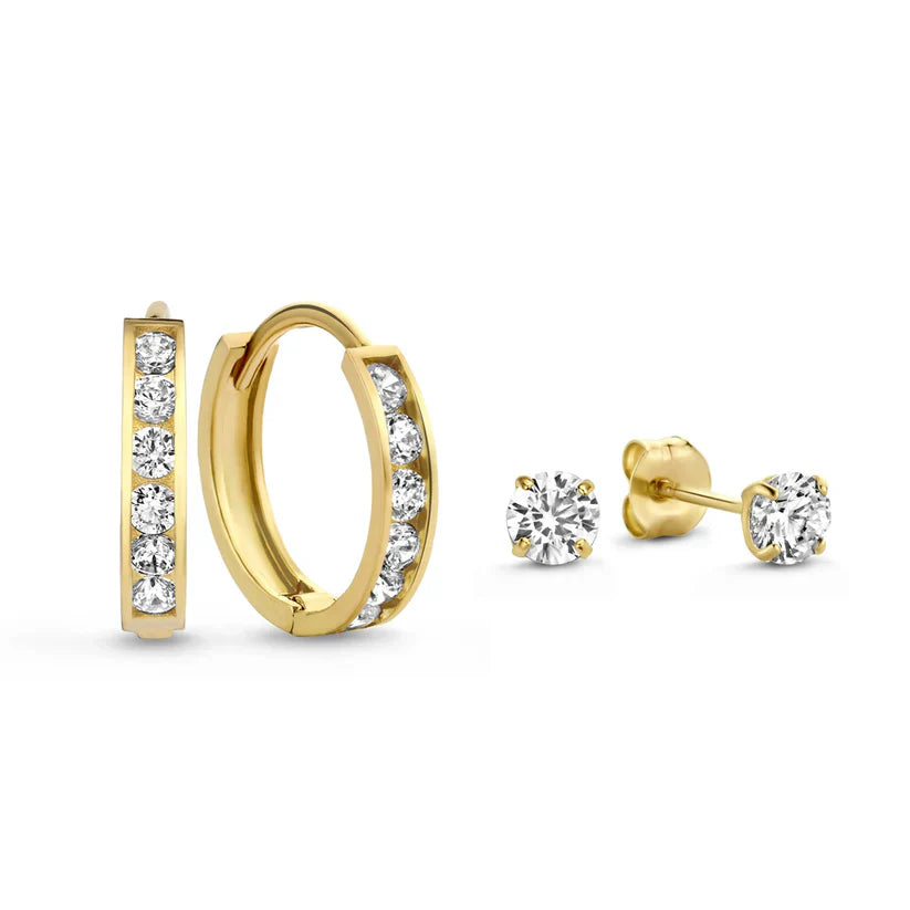 Dara Brillane Stein Ohrring-Set | Gold
