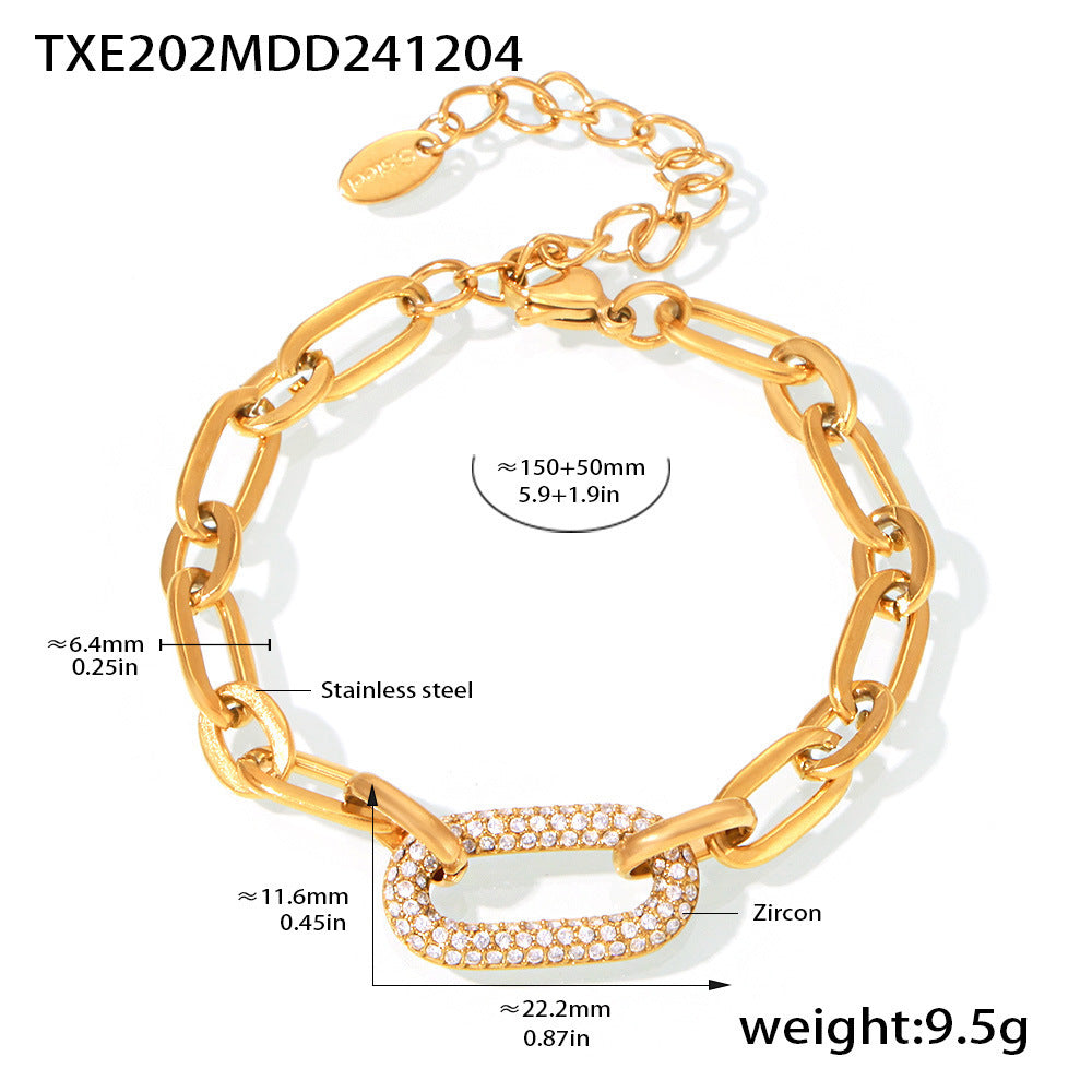 Pavé Massiv Ketten Glieder Schmuckset | Gold
