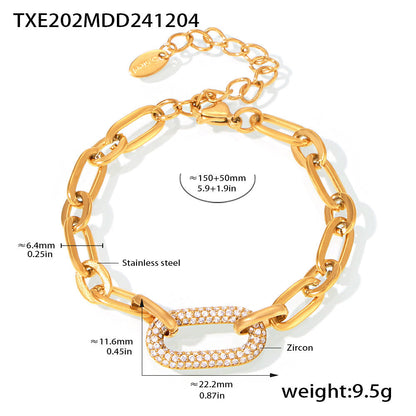 Pavé Massiv Ketten Glieder Schmuckset | Gold