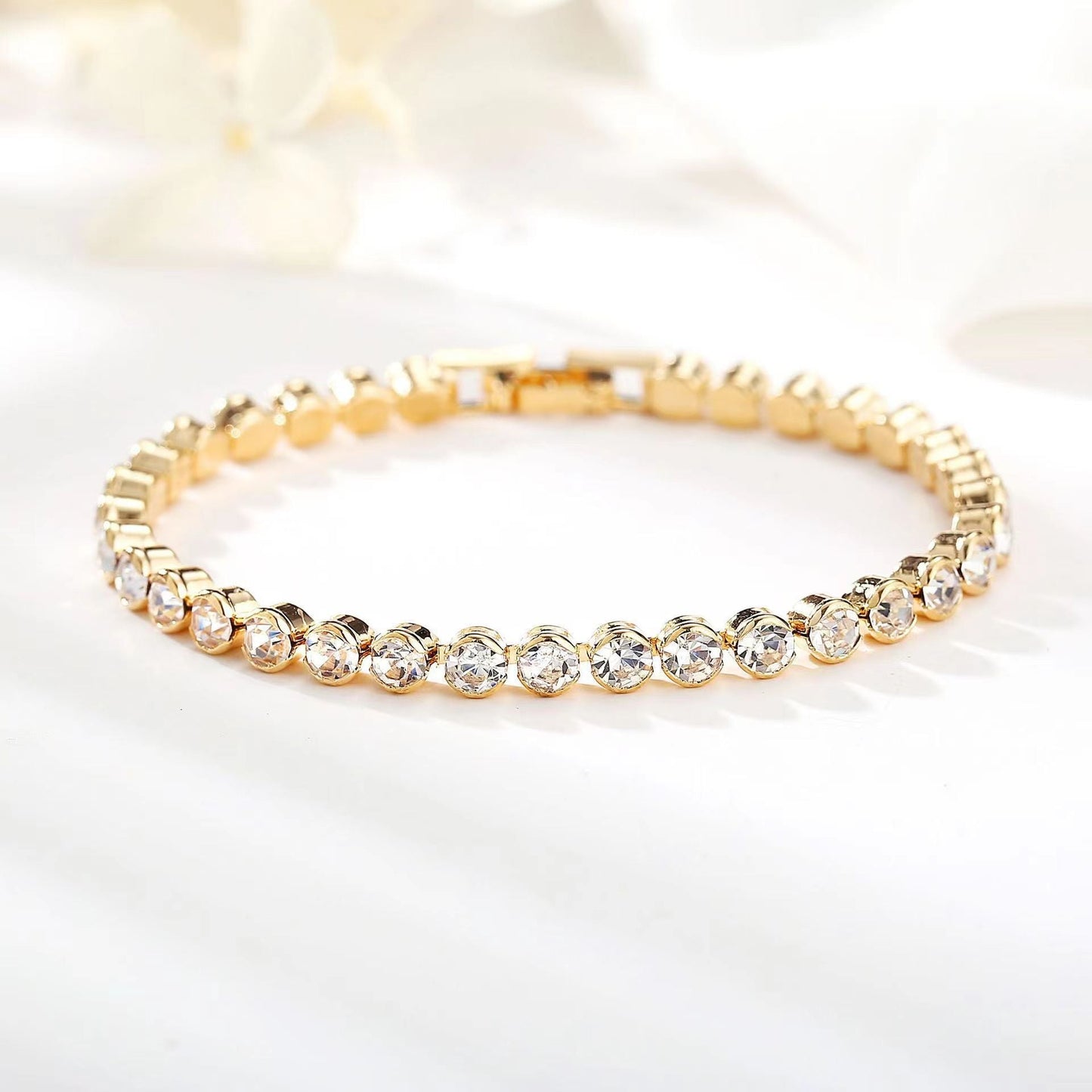 Rundschliff Tennisarmband | Gold