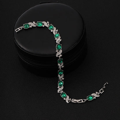Silber Smaragd Vintage Glieder Armband