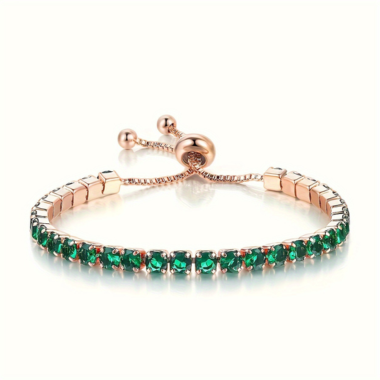 Gold Smaragd Verstellbares Tennisarmband