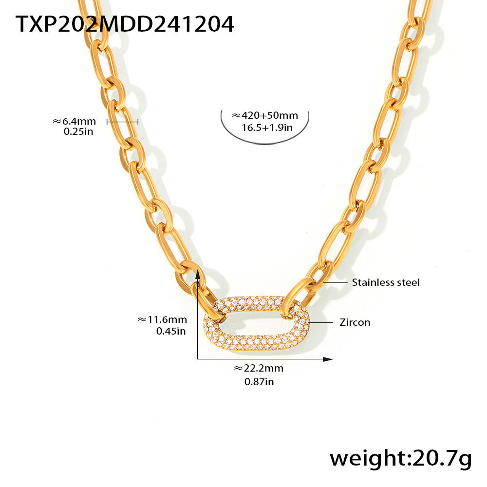 Pavé Massiv Ketten Glieder Schmuckset | Gold