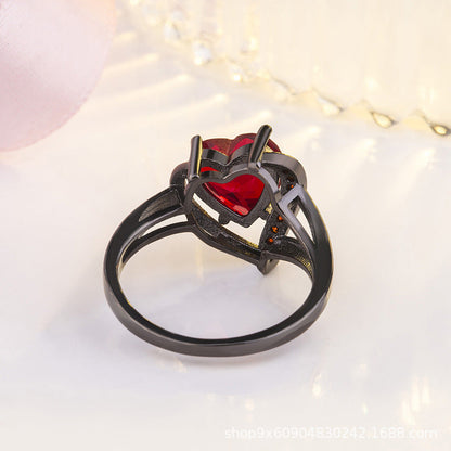 Silber Rubin Herz Ring
