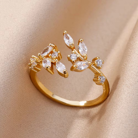 Gold Offen Blatt Ring