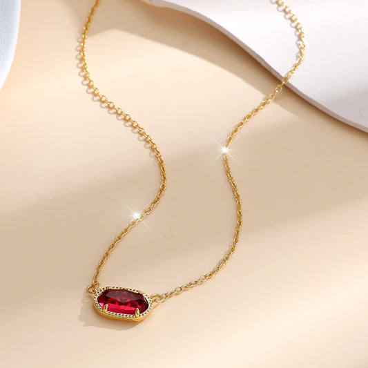 Klassisch Oval Rubin Halskette | Gold