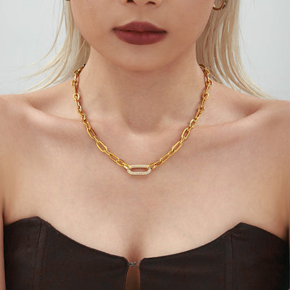 Pavé Massiv Ketten Glieder Schmuckset | Gold
