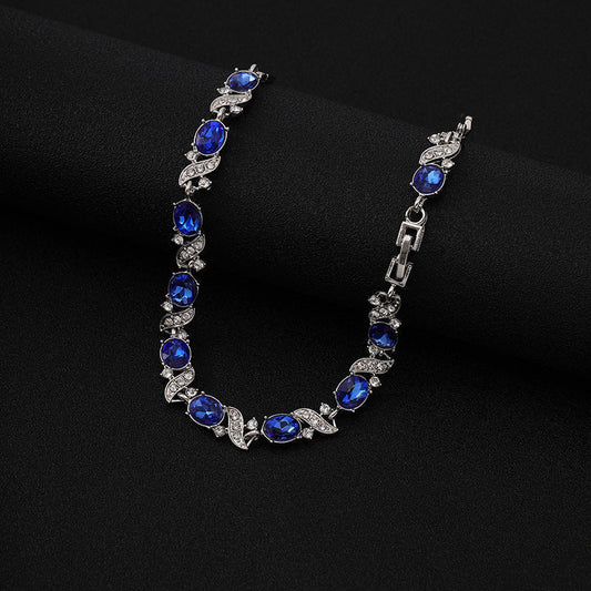 Silber Saphir Blüten Glieder Armband