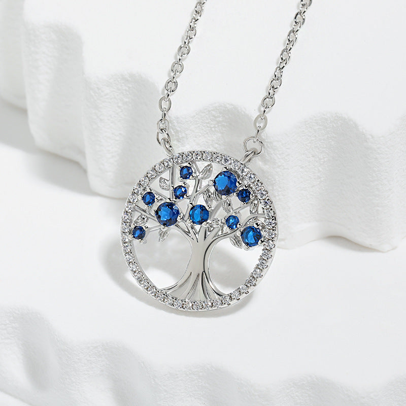 Tree of Life Saphir Halskette | Weißgold