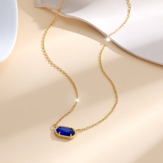 Klassisch Oval Saphir Halskette | Gold