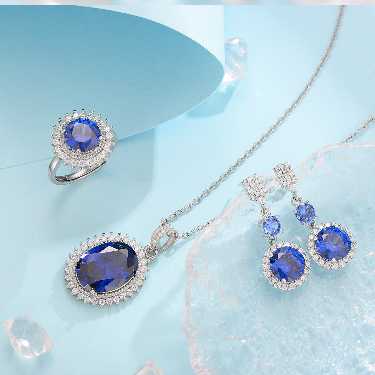 Aurielle Solwyn Blau Set | Weißgold