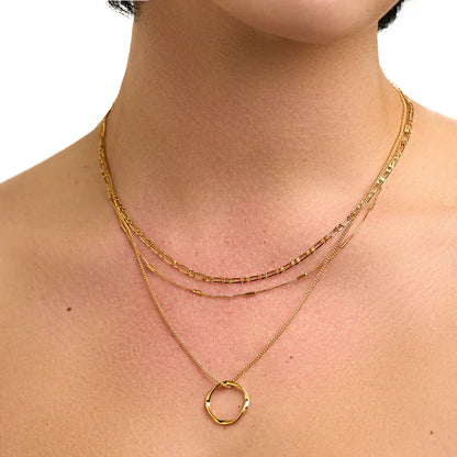Offen Circle Three Row Halskette | Gold