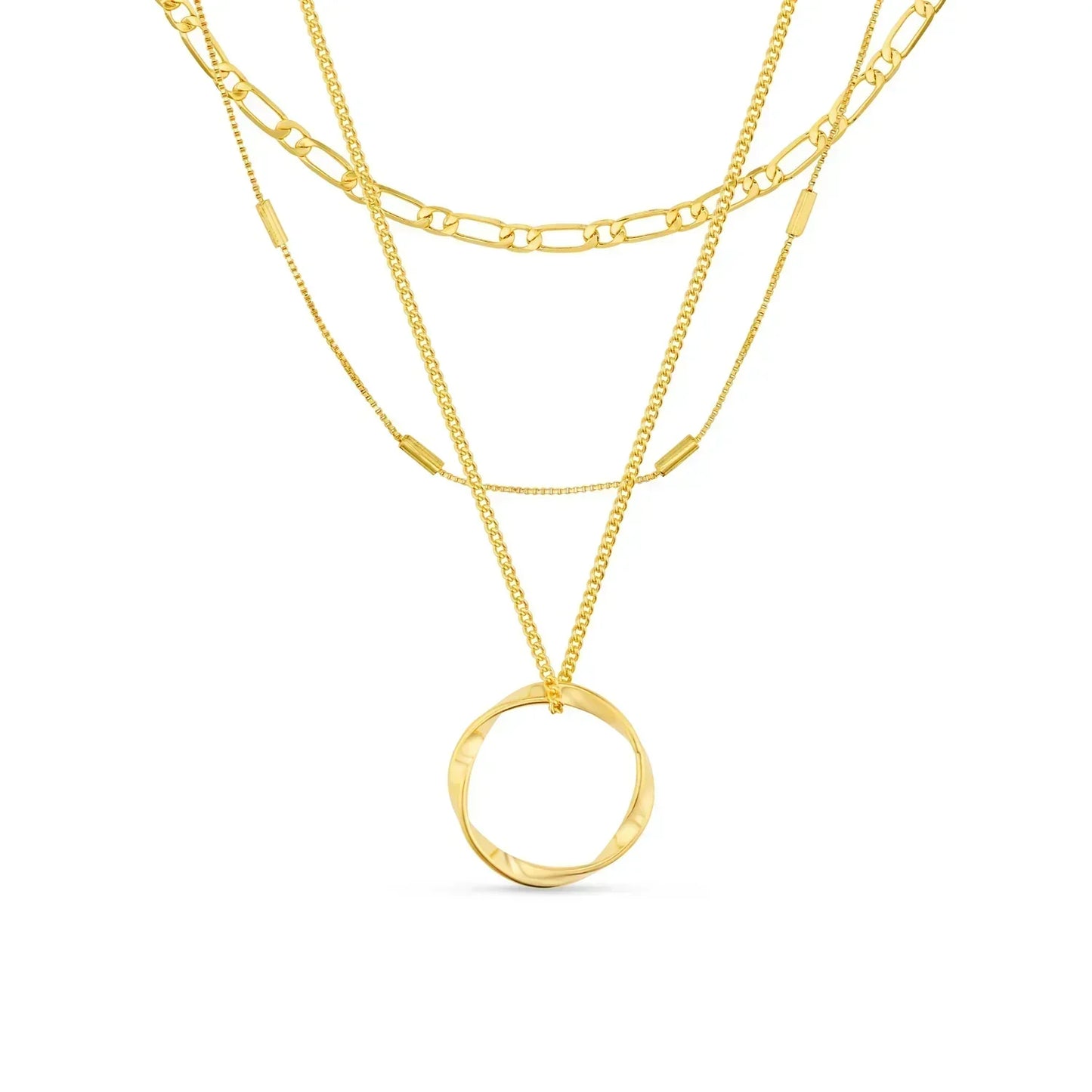 Offen Circle Three Row Halskette | Gold