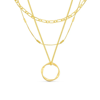 Offen Circle Three Row Halskette | Gold