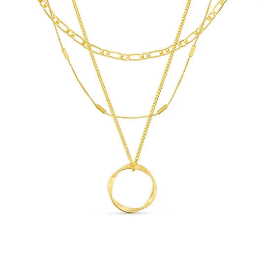 Offen Circle Three Row Halskette | Gold