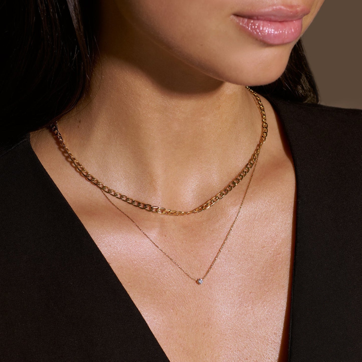 Flach Glieder Panzer Kettenhalskette | Gold