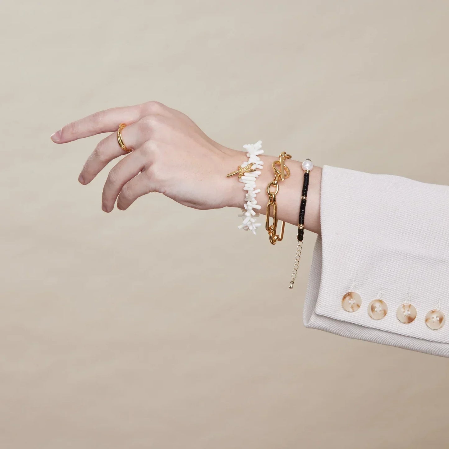 Glieder T-Bar Armband | Gold