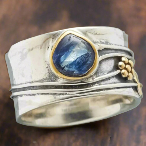 Silber und Gold Zargenfassung Akzent Ring