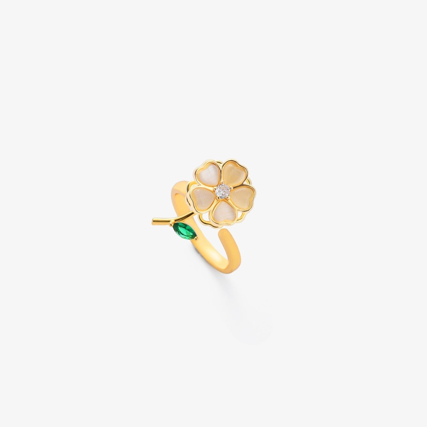 Smaragd Blatt Blumen Dreh Ring | Gold
