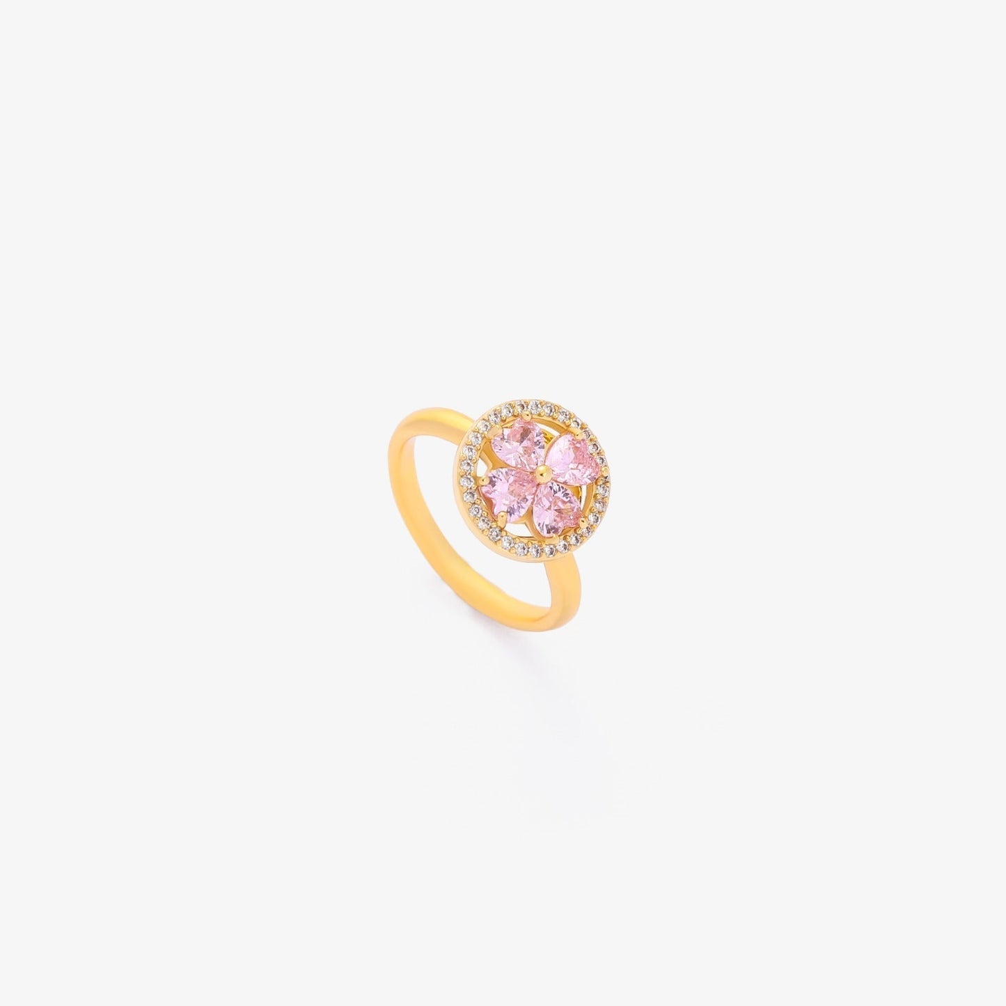 Rosa Herz Blüten Dreh Ring | Gold
