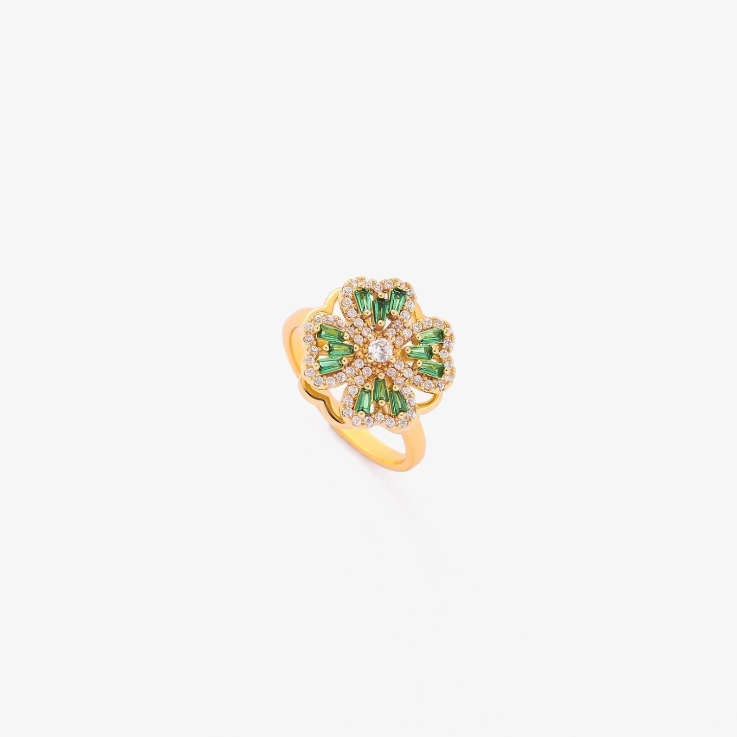 Gold Smaragd Blüten Ring